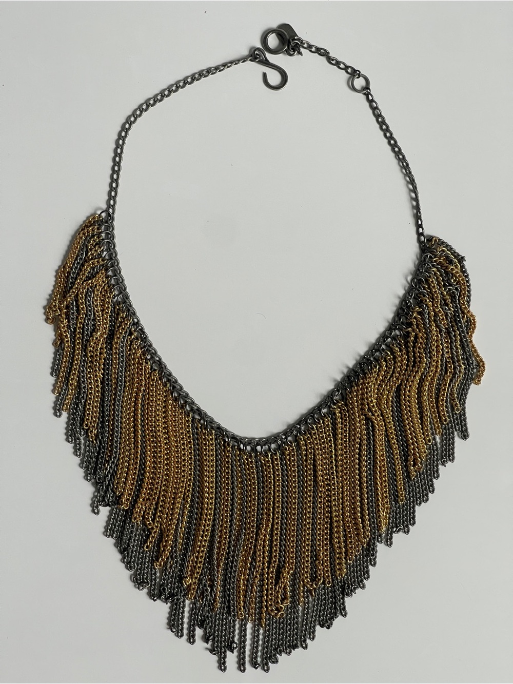 Animale Brazil Luxury Brand Two-Tone Fringe Chain Necklace - Silver & Gold
